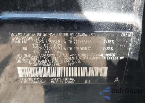 2018 Toyota Rav4 Xle from USA, damaged, VIN 2T3WFREV5JW464867
